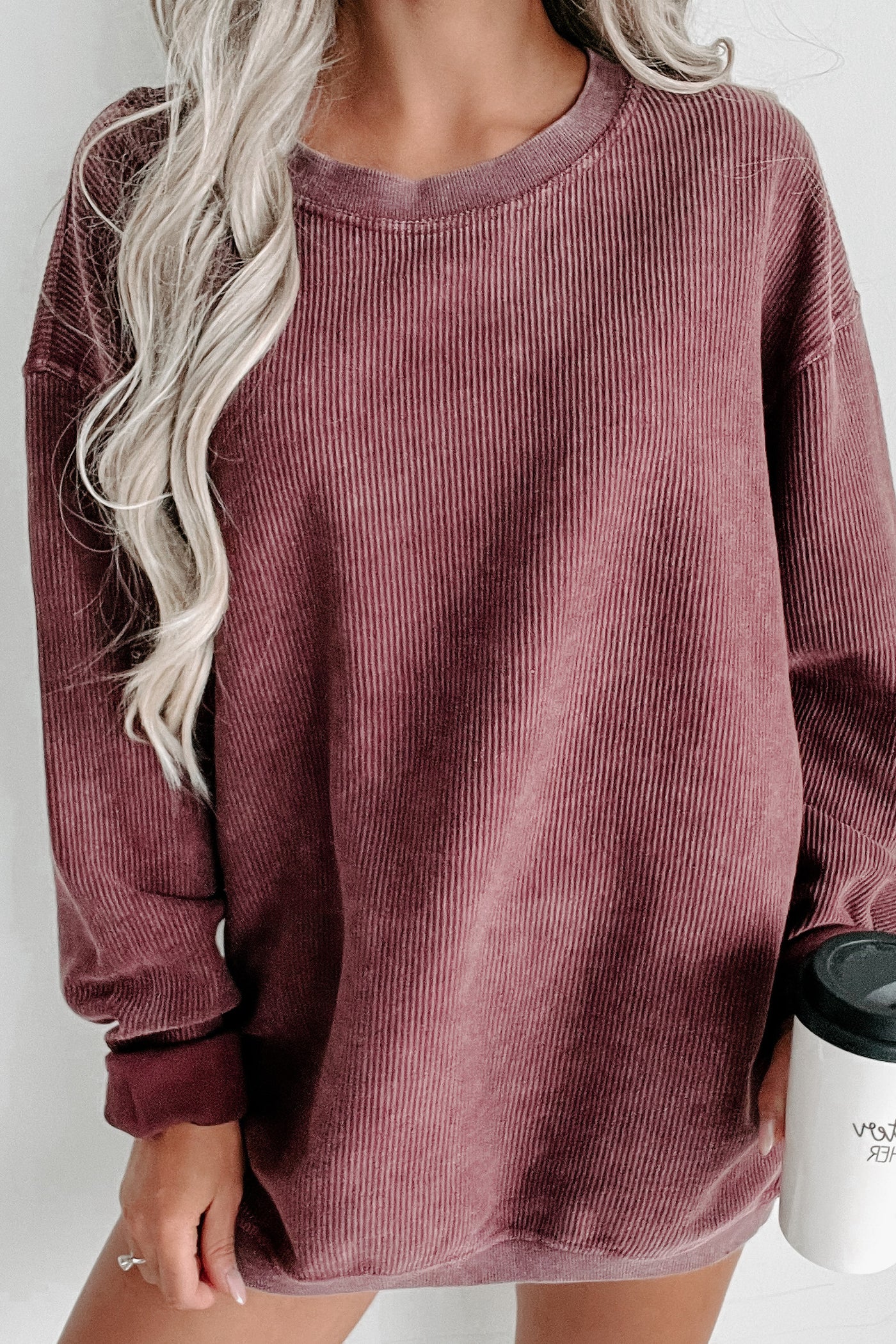 NanaMacs Corded Crewneck Sweatshirt (Maroon) - NanaMacs