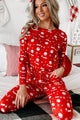 Santa Says Fleece Lined Pajama Set (Red) - NanaMacs