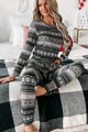 Holiday Steal- Ready For Presents Fleece Lined Pajama Set (Grey) - NanaMacs