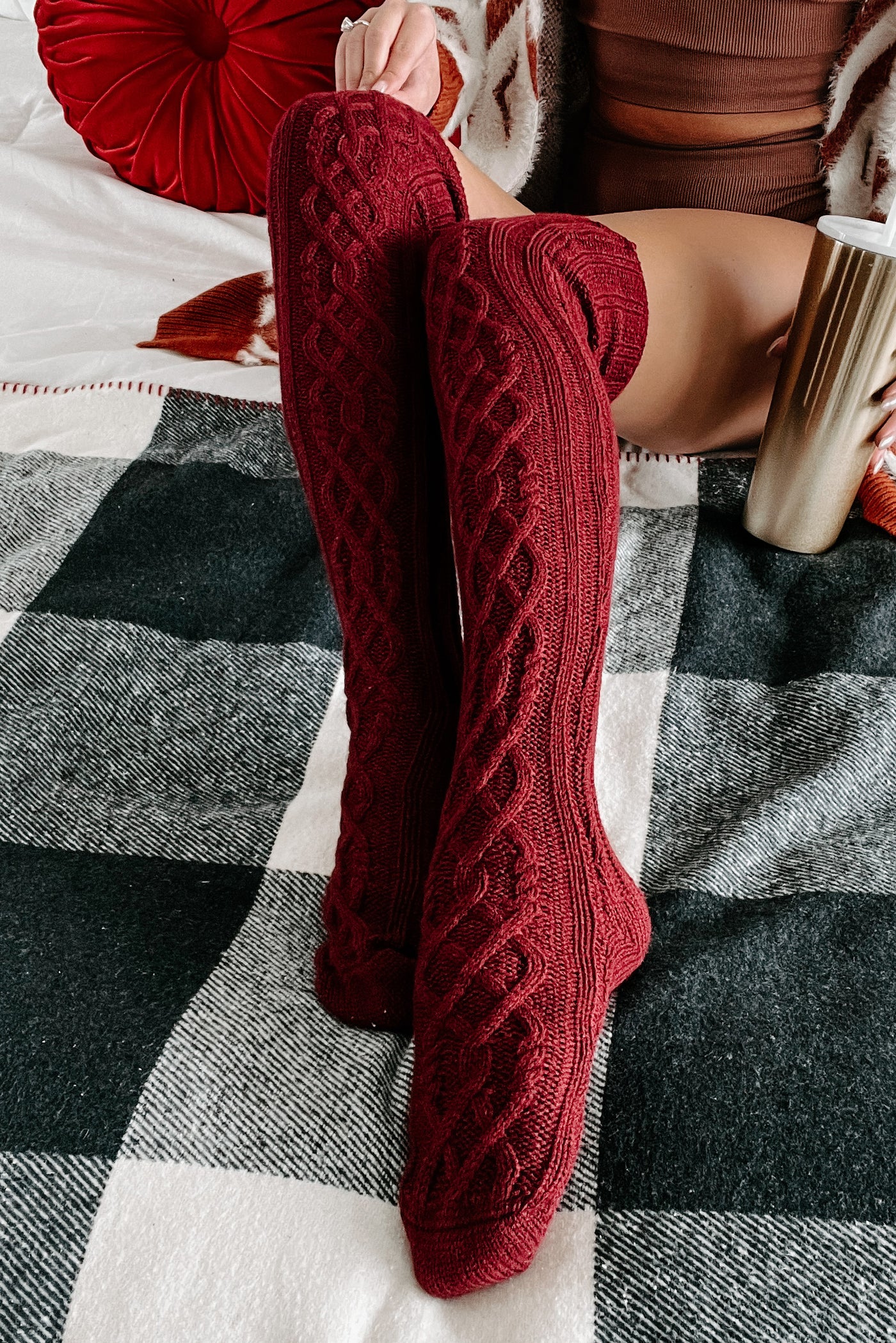 Carly Cable Knit Tights with Socks