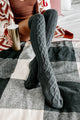 Toasty Toes Knee-High Cable Knit Socks (Gray) - NanaMacs
