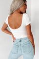 Doorbuster Meera NanaMacs Original Short Sleeve V-Neck Bodysuit (White) - NanaMacs