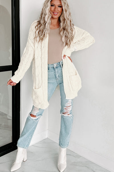 Give It A Rest Open Front Cardigan (Ivory) - NanaMacs