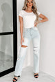 Only Good Days High Rise Distressed Wide Leg Jeans (Light) - NanaMacs