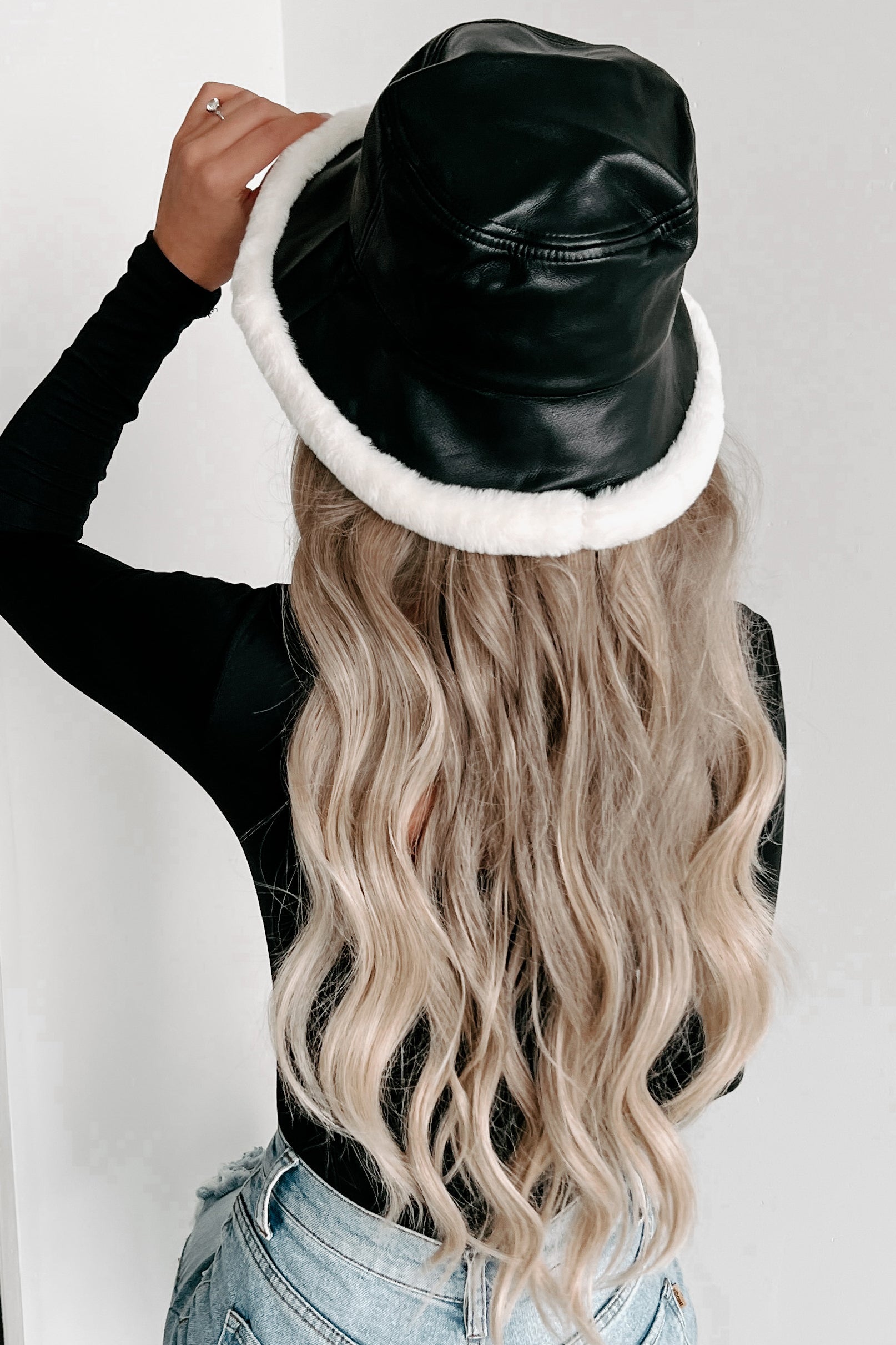 Staying Relevant Faux Fur Trimmed Bucket Hat (Black) - NanaMacs