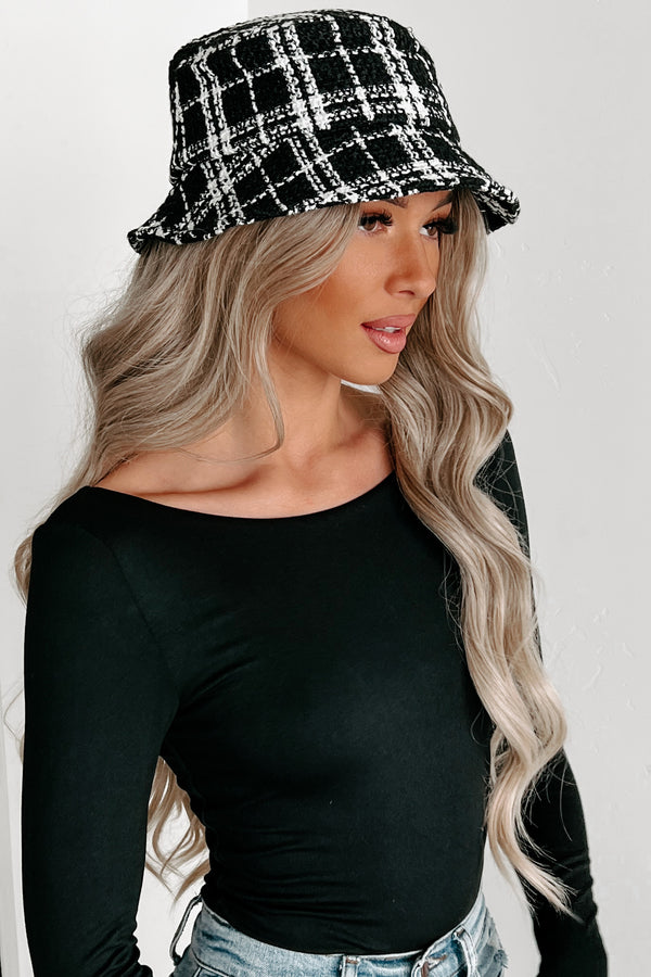 Mystery Solved Plaid Bucket Hat (Black/White) - NanaMacs