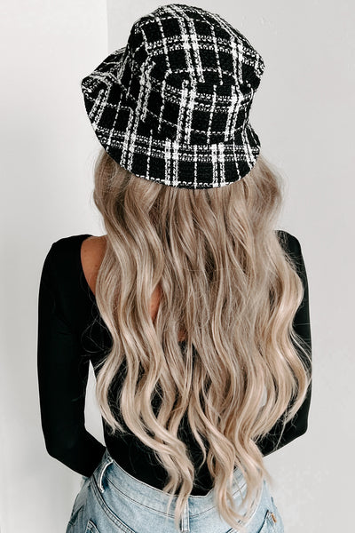Mystery Solved Plaid Bucket Hat (Black/White) - NanaMacs