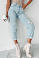 Doorbuster Kristen High Rise Distressed Cropped Jeans (Light Denim) - NanaMacs