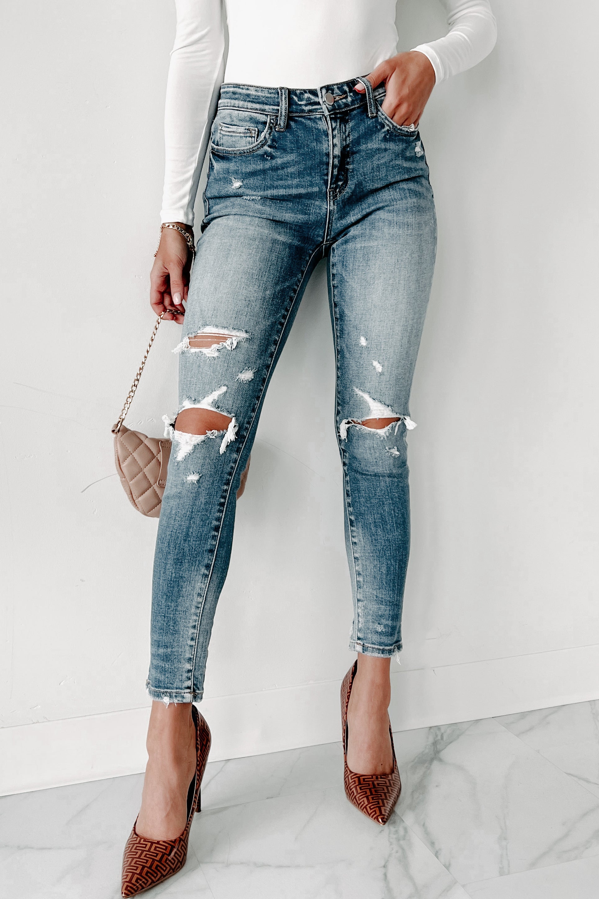 Brianna Flare Jeans by Flying Monkey | Groovy's | Distressed Flare Denim