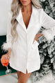 Peaked Your Interest Feather Cuffed Blazer Dress (Ivory) - NanaMacs