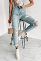 Tisha High Rise Distressed Relaxed Fit Skinny Risen Jeans (Light) - NanaMacs