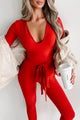Don't Worry About Me Ribbed Jumpsuit (Red) - NanaMacs