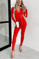 Don't Worry About Me Ribbed Jumpsuit (Red) - NanaMacs