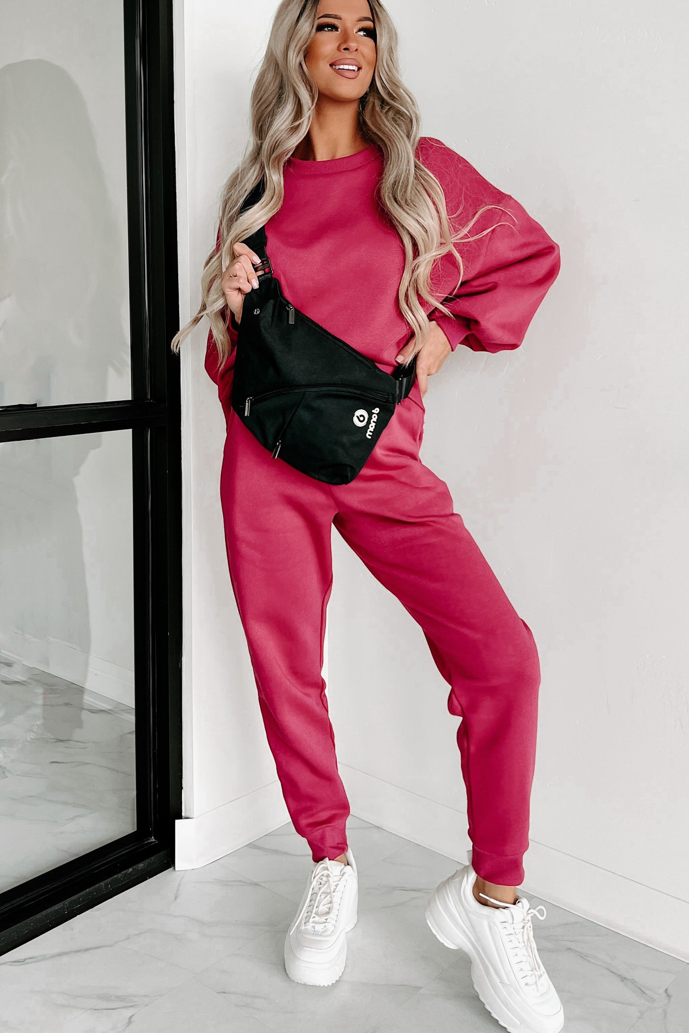 Just Admit It Sweatshirt & Jogger Two-Piece Set (Magenta) - NanaMacs