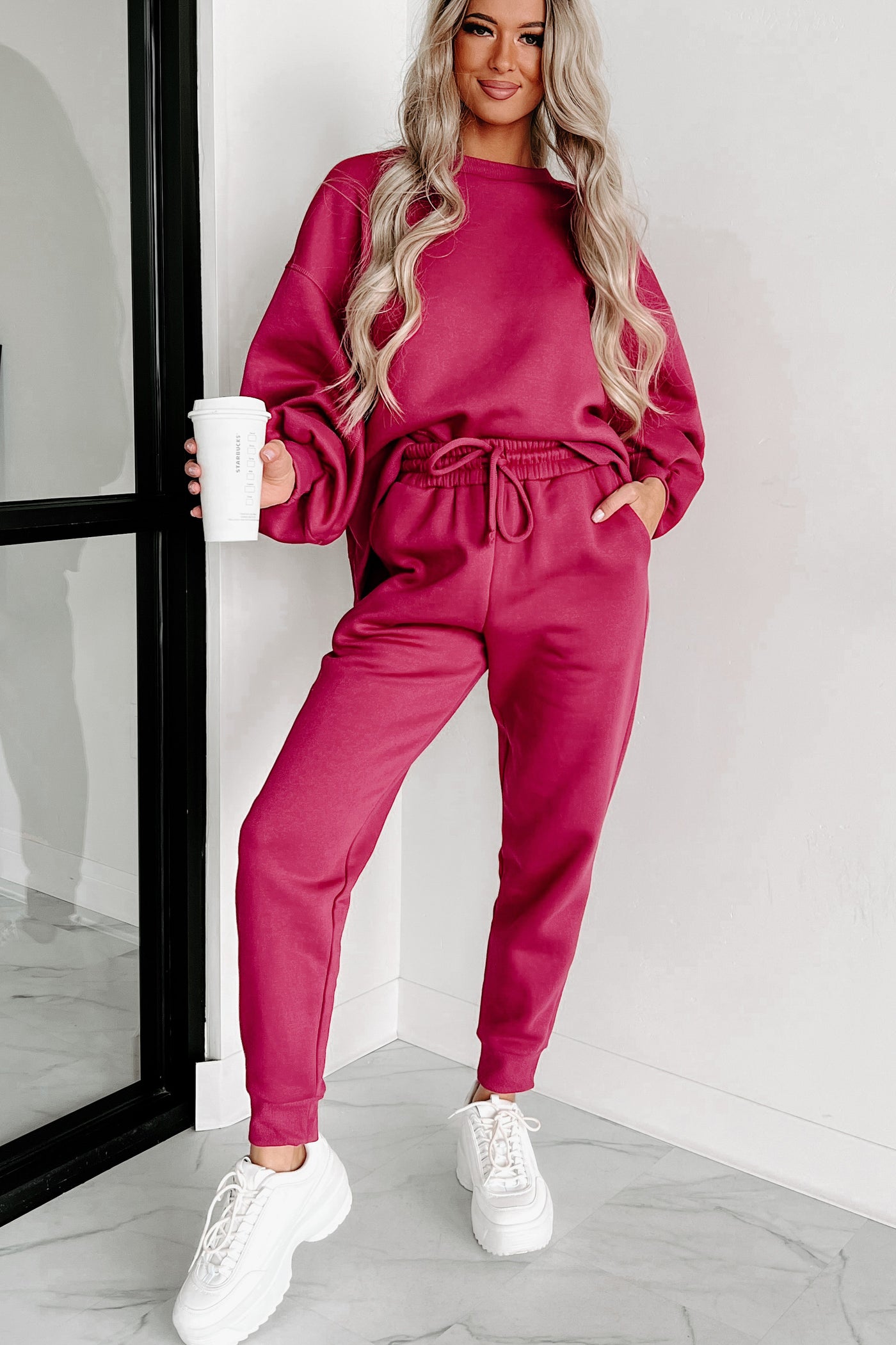 Just Admit It Sweatshirt & Jogger Two-Piece Set (Magenta) - NanaMacs