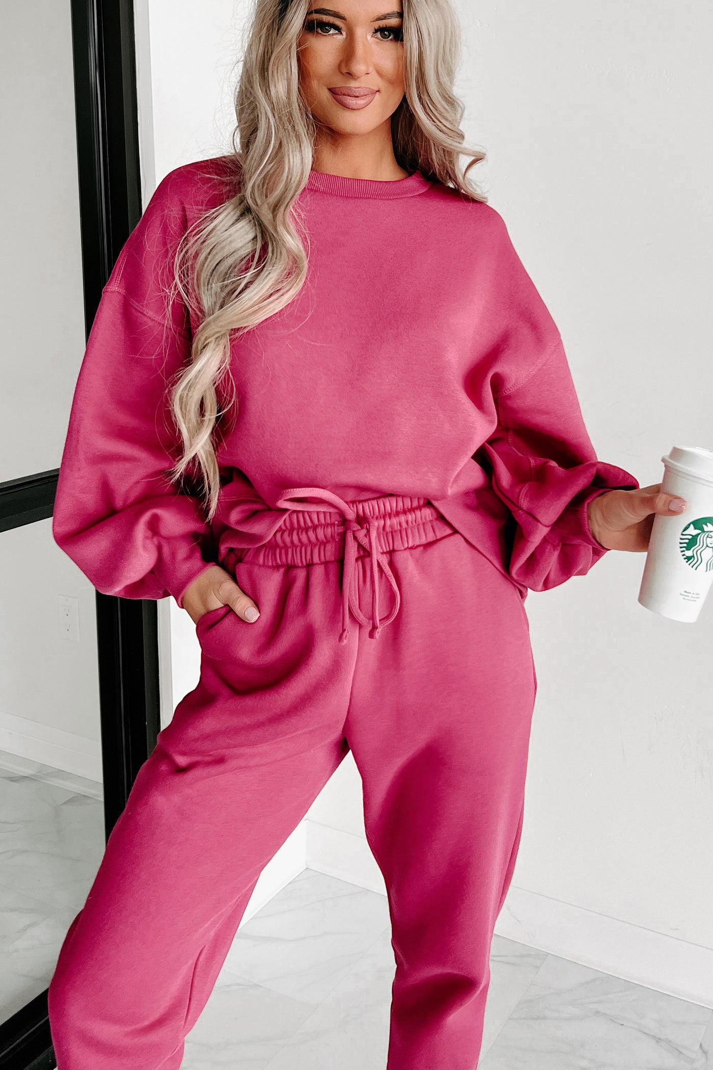 Just Admit It Sweatshirt & Jogger Two-Piece Set (Magenta) - NanaMacs