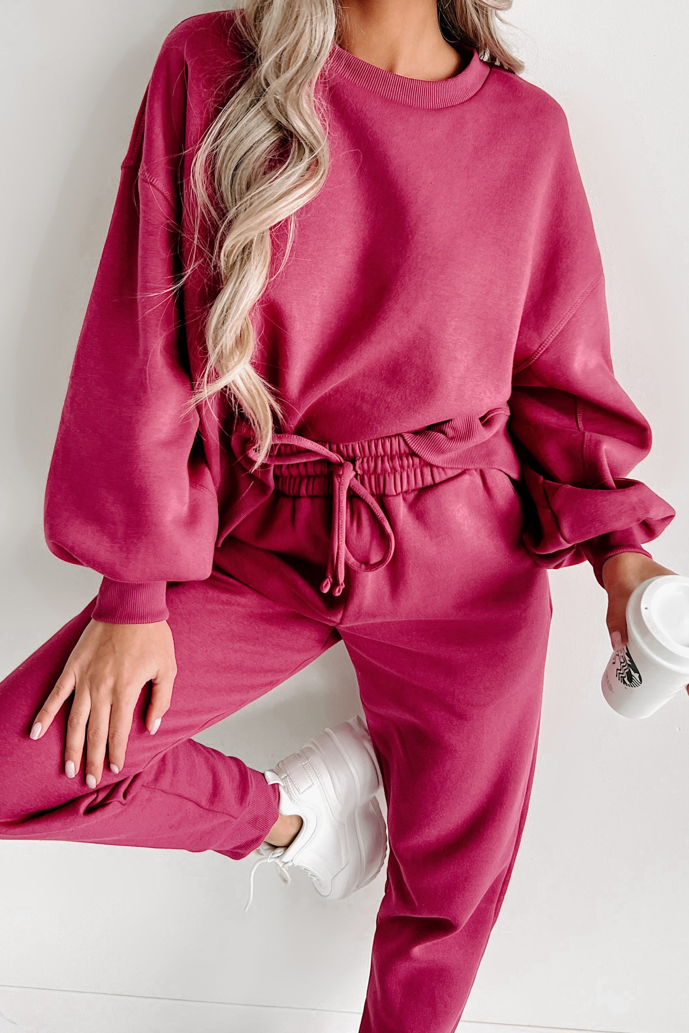 Just Admit It Sweatshirt & Jogger Two-Piece Set (Magenta) - NanaMacs