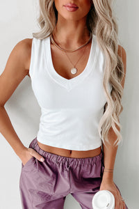 Basic Perfection V-Neck Tank Top (White) - NanaMacs