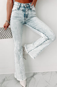 Camden High Rise Acid Wash Flared Kancan Jeans (Light) - NanaMacs