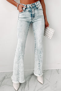 Camden High Rise Acid Wash Flared Kancan Jeans (Light) - NanaMacs