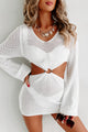 Freely Roaming Cut Out Knit Mini Dress (White) - NanaMacs