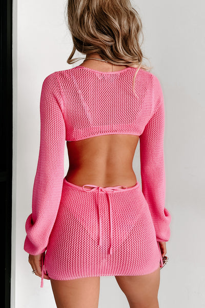 Freely Roaming Cut Out Knit Mini Dress (Pink) - NanaMacs