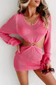 Freely Roaming Cut Out Knit Mini Dress (Pink) - NanaMacs