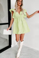 Breath Of Fresh Air Ruffle Sleeve Babydoll Dress (Green) - NanaMacs