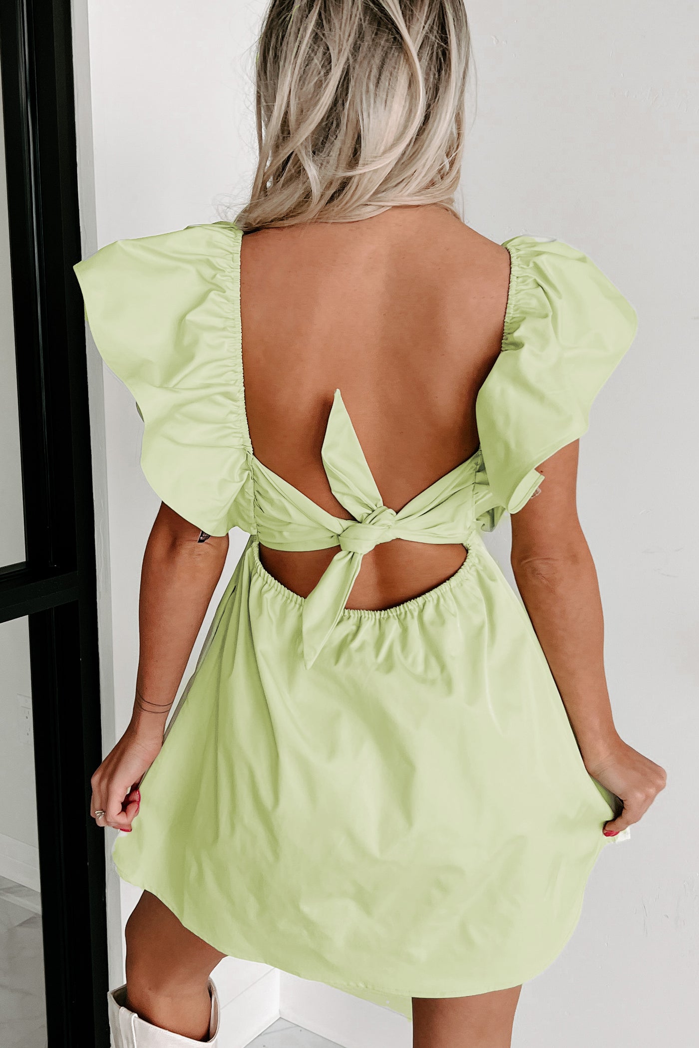 Breath Of Fresh Air Ruffle Sleeve Babydoll Dress (Green) - NanaMacs