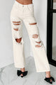 Stop Playin' High Rise Distressed Vervet Dad Jeans (Cream) - NanaMacs