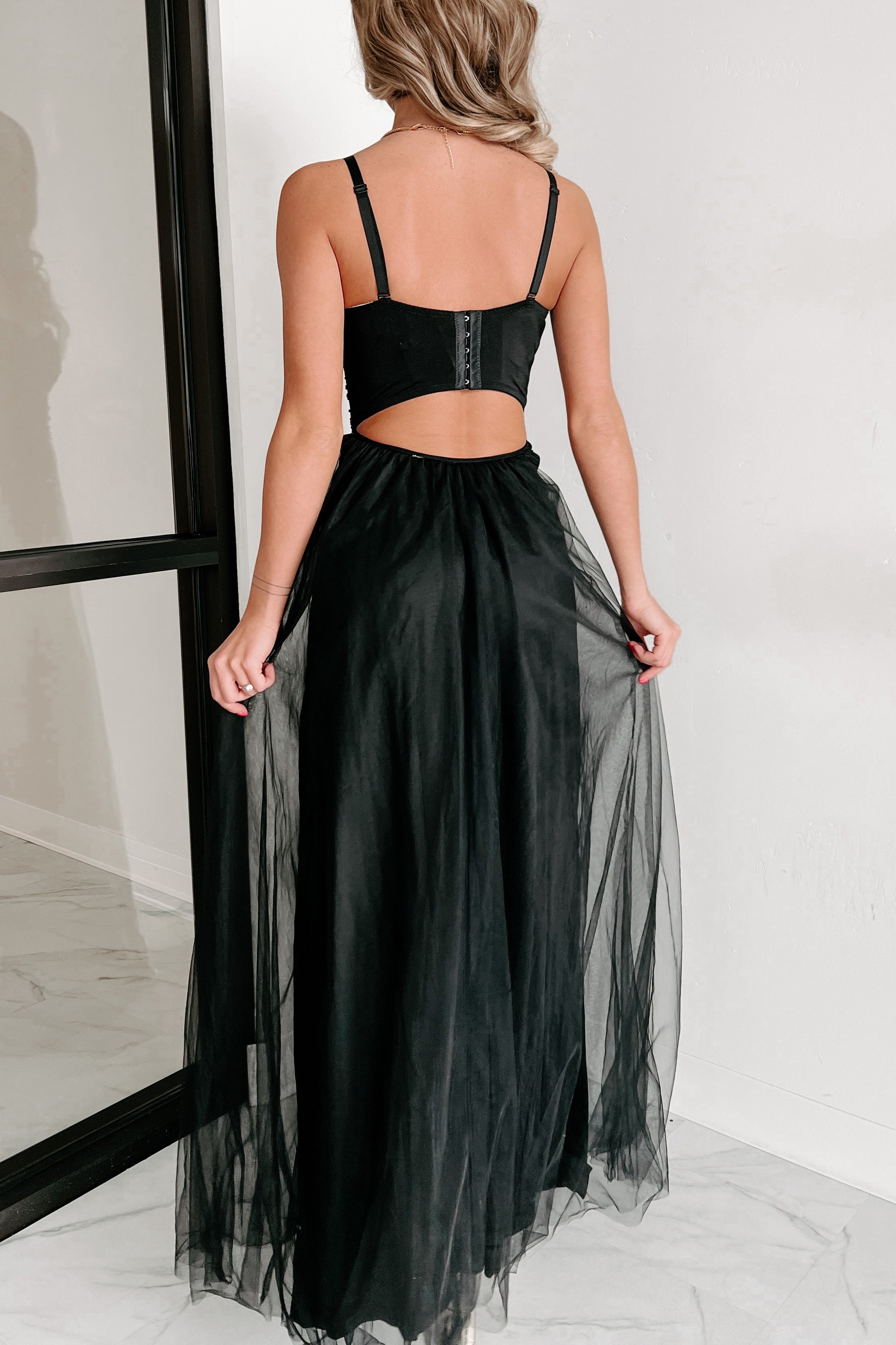 Satin tulle maxi top skirt