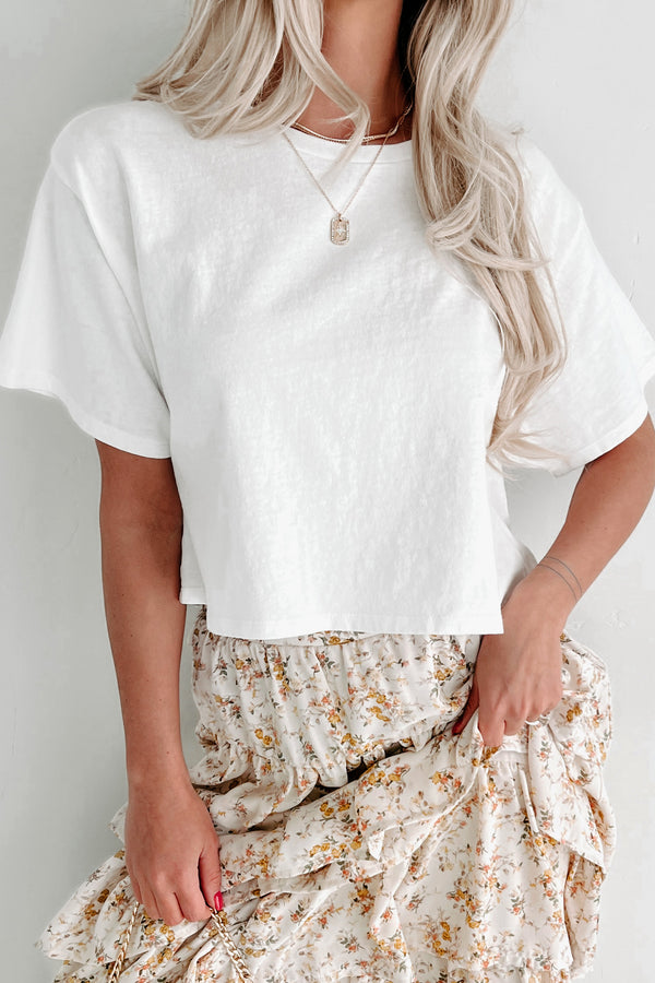Anisa Short Sleeve Crop Tee (Off White) - NanaMacs