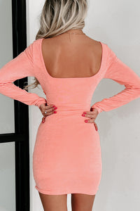 Center Of Attention Cut Out Long Sleeve Mini Dress (Rose) - NanaMacs