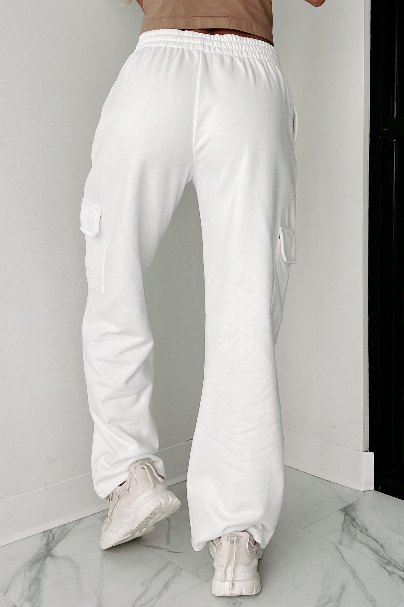 Street Side Cargo Pocket Wide Leg Pant (White) - NanaMacs