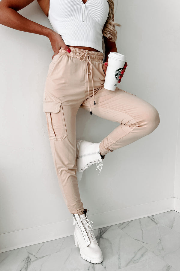 Just Kickin' It Buttery Soft Cargo Joggers (Khaki) - NanaMacs