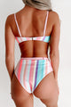 Picking Seashells High Waisted Striped Bikini Set (Pink Multi) - NanaMacs