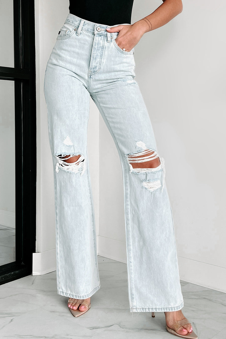 Staying Grounded High Rise Cello Flare Jeans (Khaki) · NanaMacs