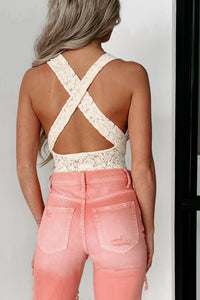 Finishing Touch Lace Halter Neck Bodysuit (Ivory) - NanaMacs
