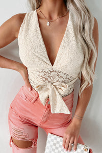 Finishing Touch Lace Halter Neck Bodysuit (Ivory) - NanaMacs