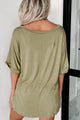 V-Neck Tee With Cuffed Sleeves (Olive Martini) - NanaMacs