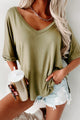 V-Neck Tee With Cuffed Sleeves (Olive Martini) - NanaMacs