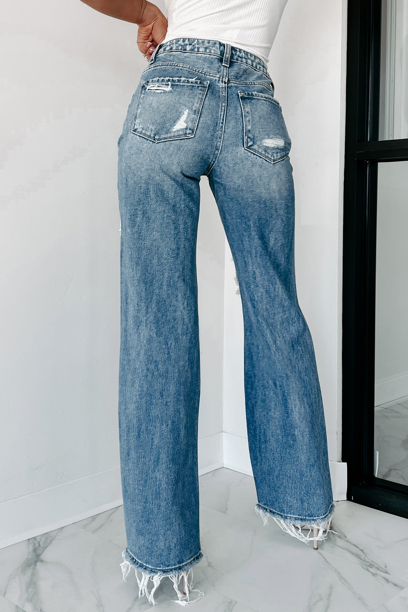 Just Joking Around High Rise Flying Monkey Distressed 90's Flare Jeans ...