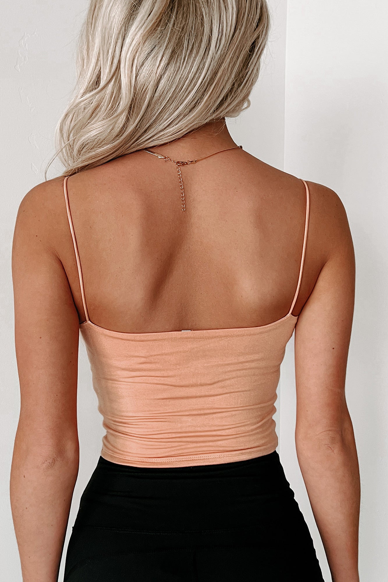 Young & Bold Double-Layered Cropped Spaghetti Tank (Mango) - NanaMacs