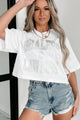 "Braless & Lawless" Oversized Crop Tee With Metallic Graphic (White) - Print On Demand - NanaMacs