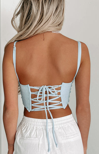 Besides You Lace Corset Top (Blue) - NanaMacs