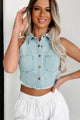 Straight Up Country Sleeveless Denim Crop Top (Denim) - NanaMacs