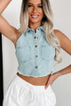 Straight Up Country Sleeveless Denim Crop Top (Denim) - NanaMacs