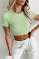 Forgotten Memories Ribbed Crop Tee (Green) - NanaMacs