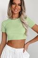 Forgotten Memories Ribbed Crop Tee (Green) - NanaMacs