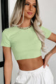 Forgotten Memories Ribbed Crop Tee (Green) - NanaMacs